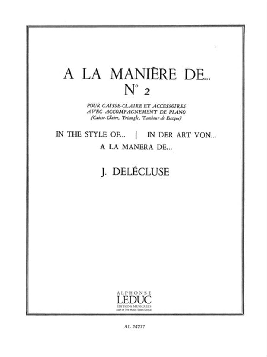 A La Maniere De...no. 2 (percussion And Piano) Piano Accompaniment scores gallery preview page 1
