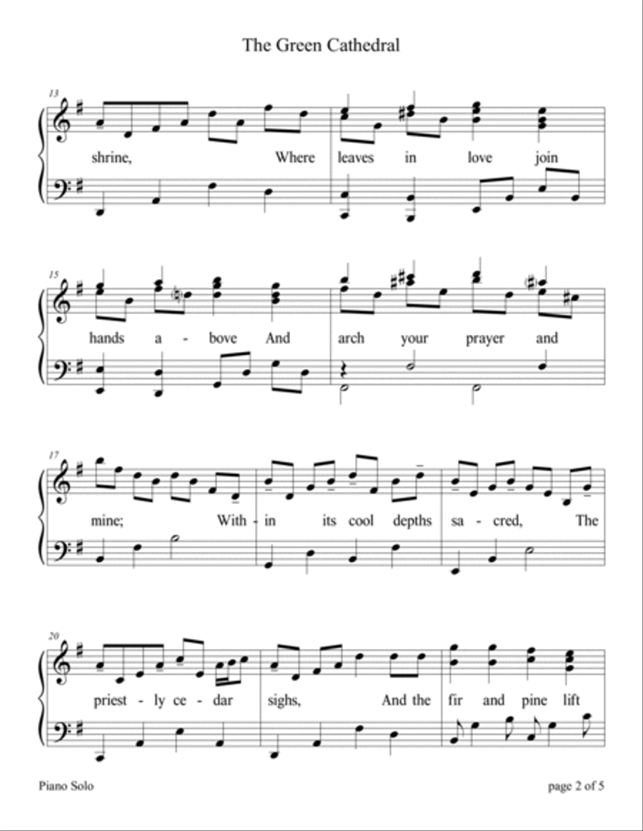 The Green Cathedral (Intermediate Piano Solo) Piano Solo scores gallery preview page 3
