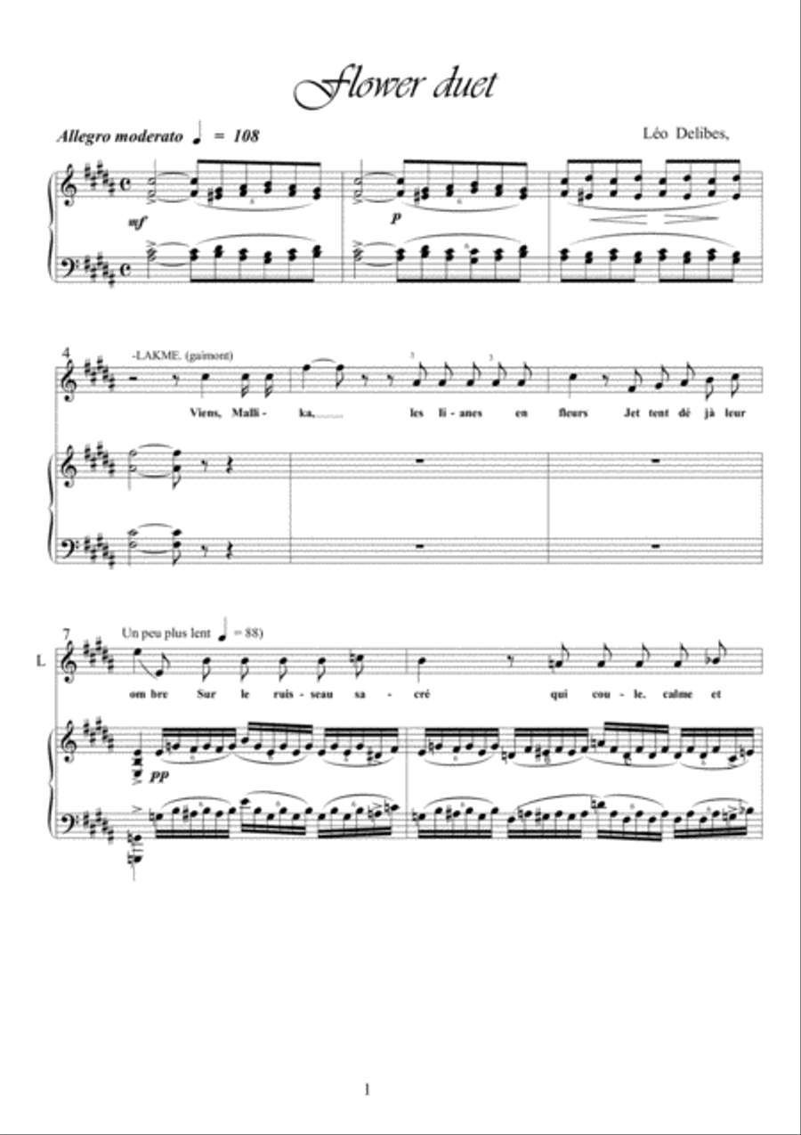 Flower Duet From Lakmé SSA scores gallery preview page 1