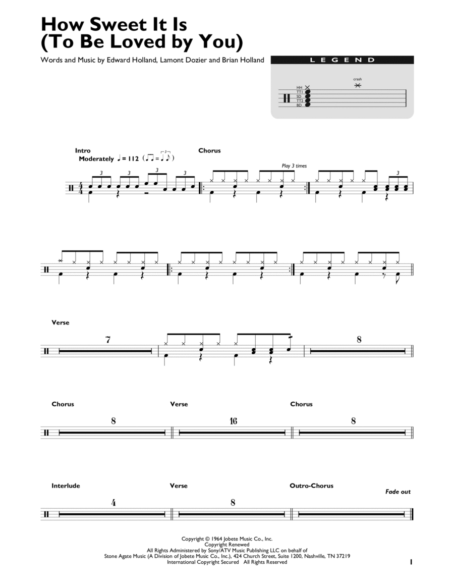How Sweet It Is (To Be Loved By You) Drum Set scores gallery preview page 1