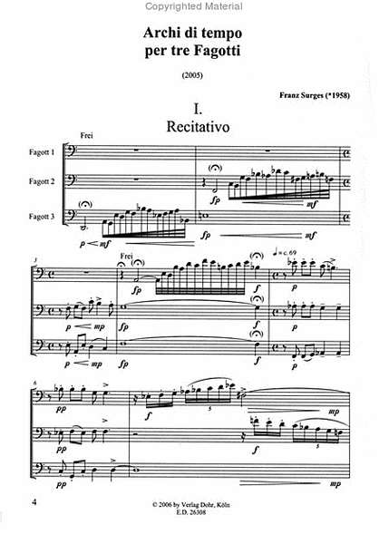 Archi di tempo per tre Fagotti (2005) -Fünf Triosätze-