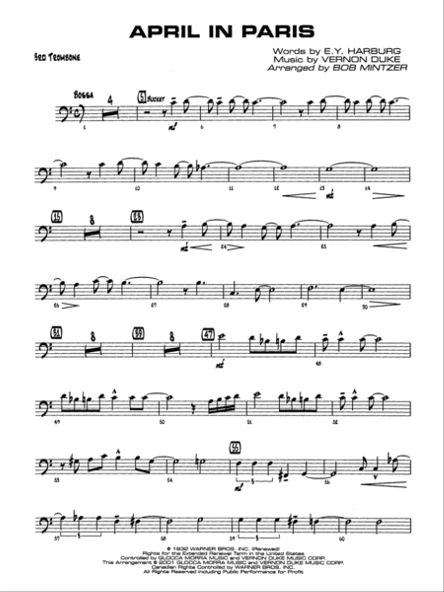 April in Paris: 3rd Trombone Jazz Ensemble scores gallery preview page 1