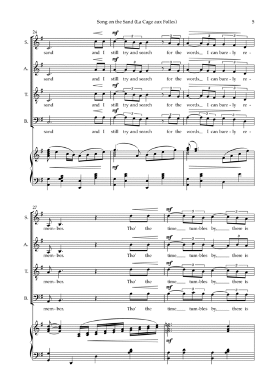 Song On The Sand (la Da Da Da) 4-Part scores gallery preview page 5