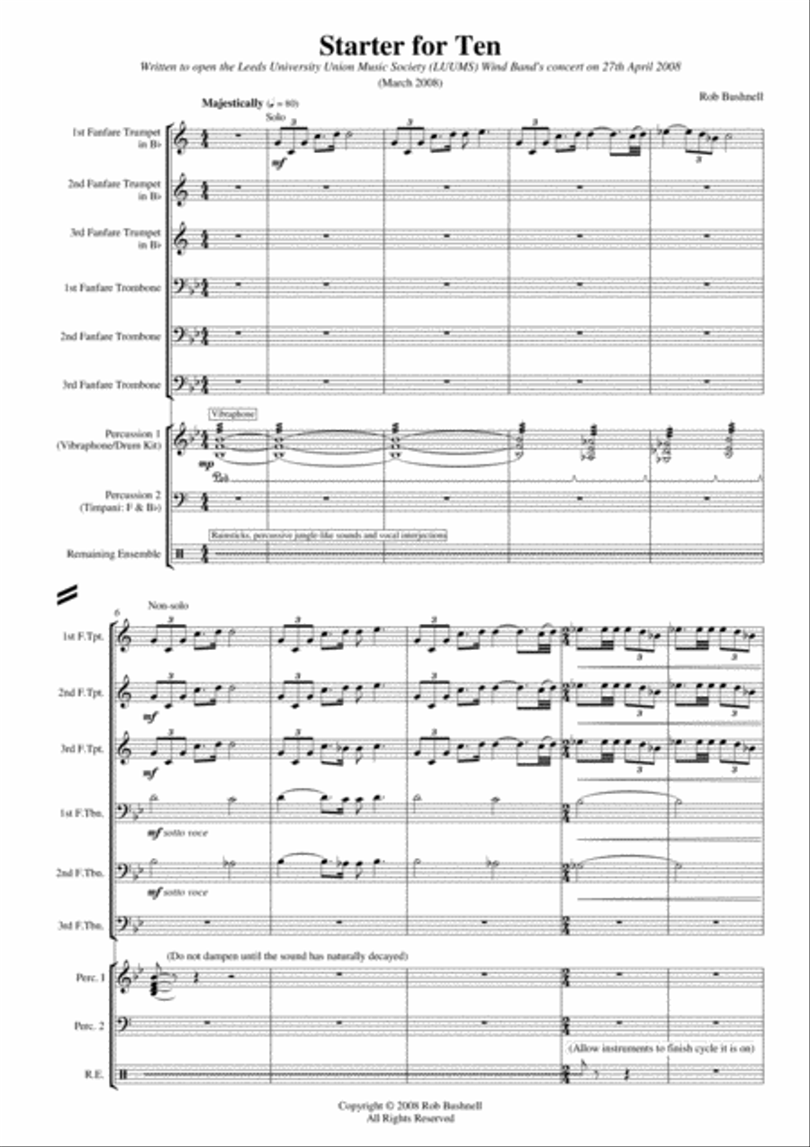 Fanfare: Starter for Ten (Rob Bushnell) - Brass and Percussion Baritone Horn TC scores gallery preview page 4