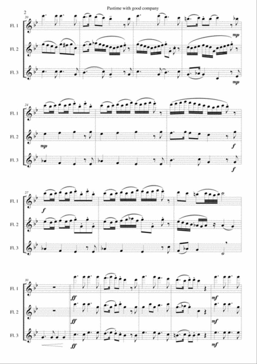 Pastime with good company for flute trio (3 flutes) Flute Trio scores gallery preview page 2