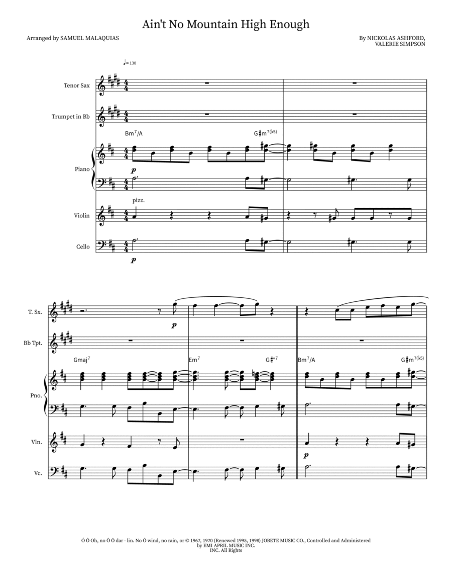 Ain't No Mountain High Enough Small Ensemble scores gallery preview page 1