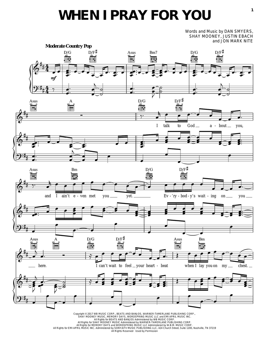 When I Pray For You When I Pray For You Piano, Vocal, Guitar scores gallery preview page 1