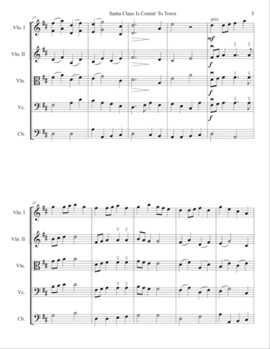 Santa Claus Is Comin' To Town String Quartet scores gallery preview page 3