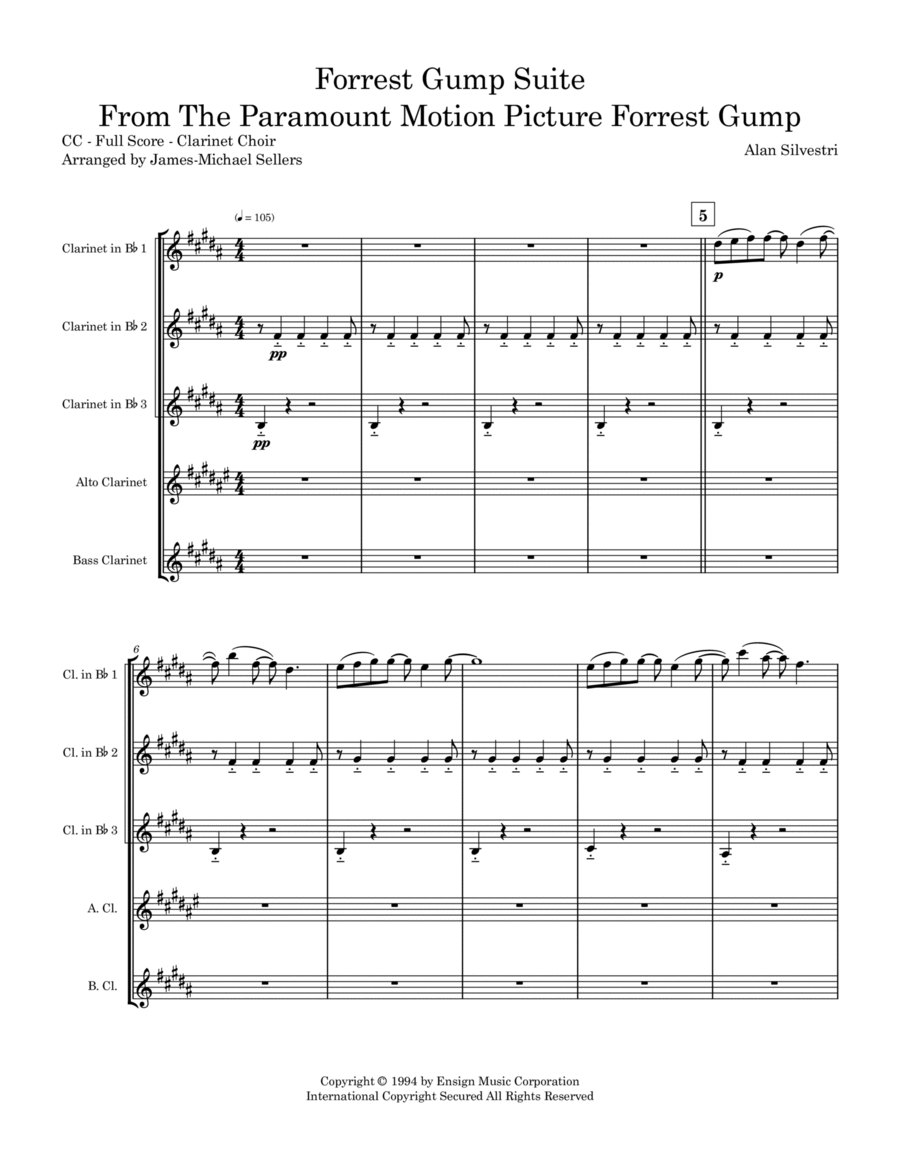 Forrest Gump Suite Clarinet Choir scores gallery preview page 1