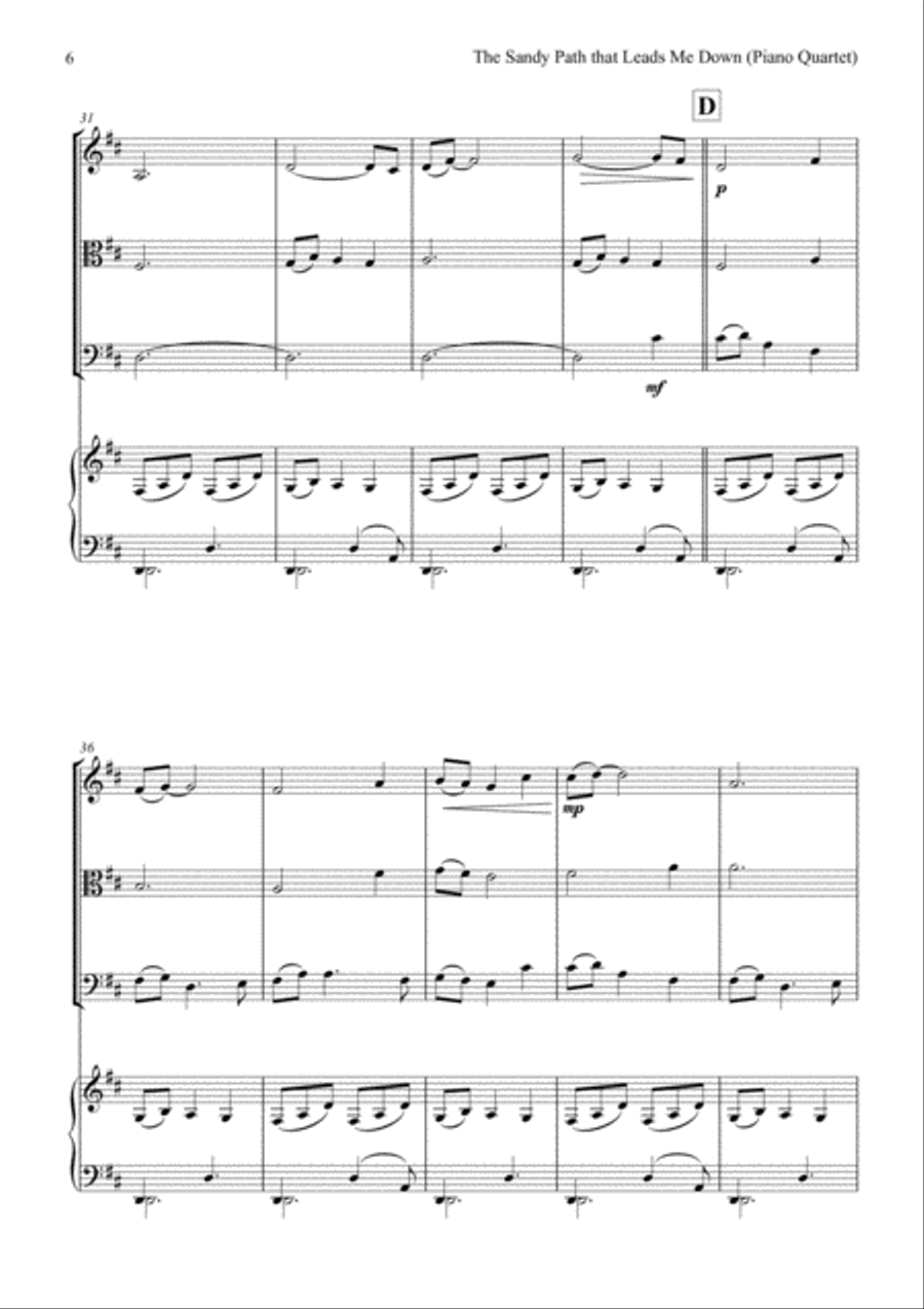 The Sandy Path That Leads Me Down (Piano Quartet) Piano Quartet scores gallery preview page 6