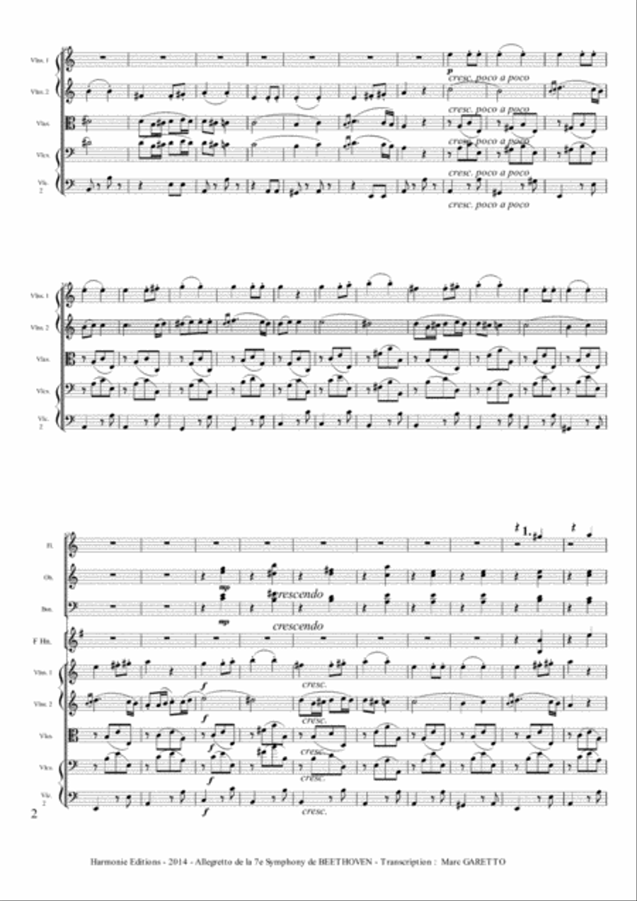 Allegretto (second movement) from the symphony n°7 - Ludwig Van BEETHOVEN Full Orchestra scores gallery preview page 3
