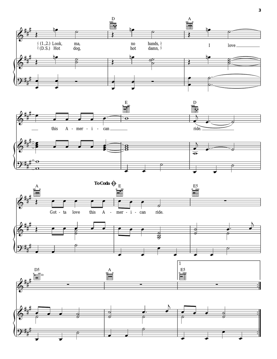 American Ride Piano, Vocal, Guitar scores gallery preview page 3