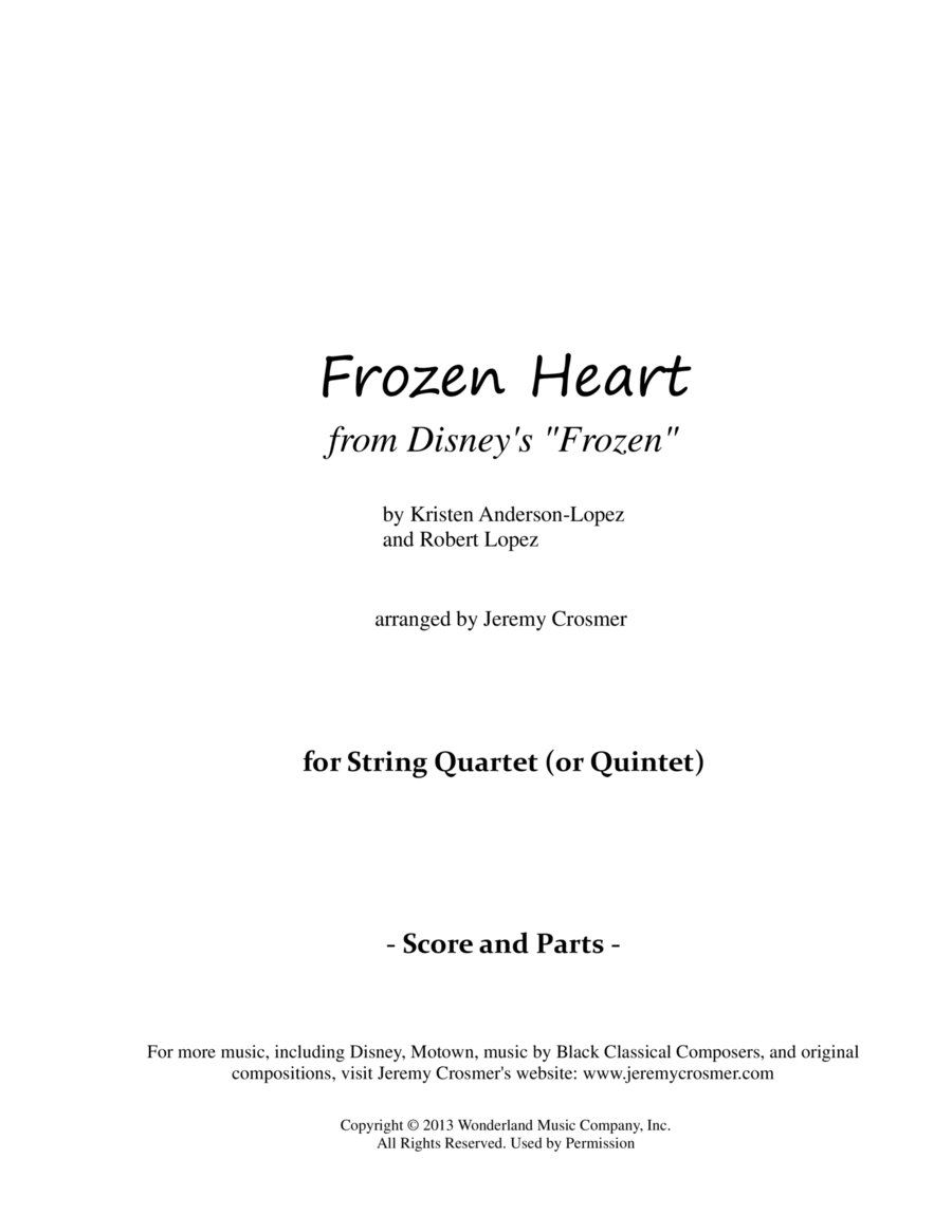 Frozen Heart String Quartet scores gallery preview page 1