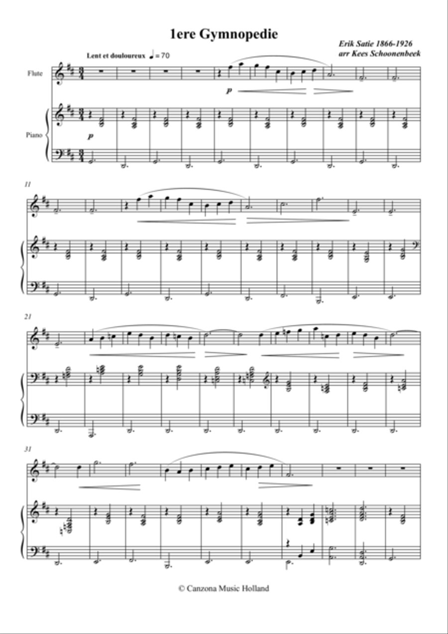 Gymnopedie I Flute Solo scores gallery preview page 1