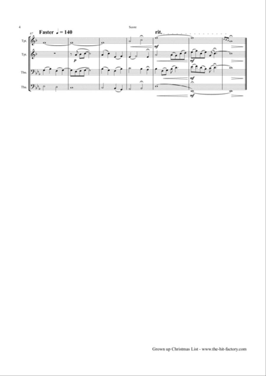 Grown-Up Christmas List Brass Quartet scores gallery preview page 4