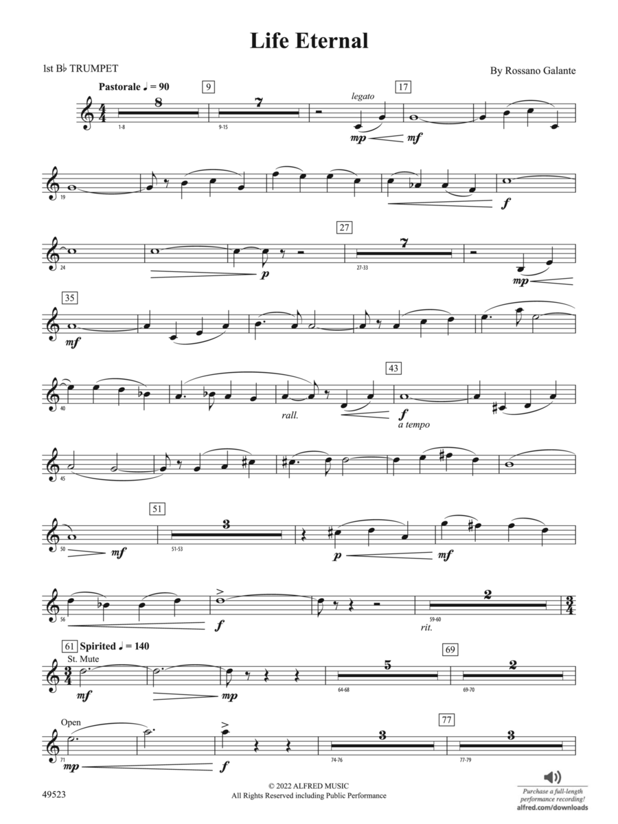 Life Eternal: 1st B-flat Trumpet Concert Band scores gallery preview page 1
