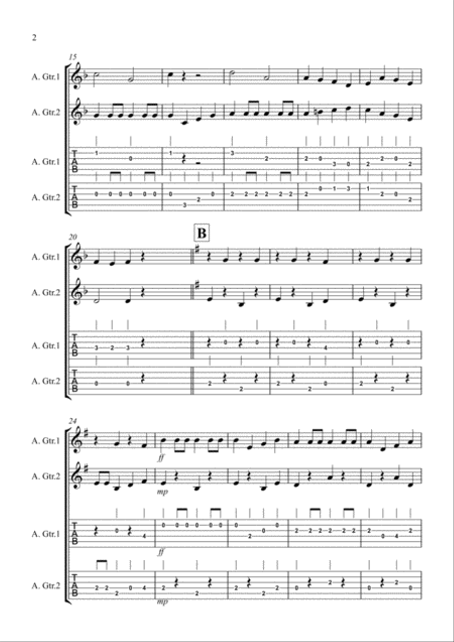 Drunken Sailor for Guitar Duet Guitar Tablature scores gallery preview page 2