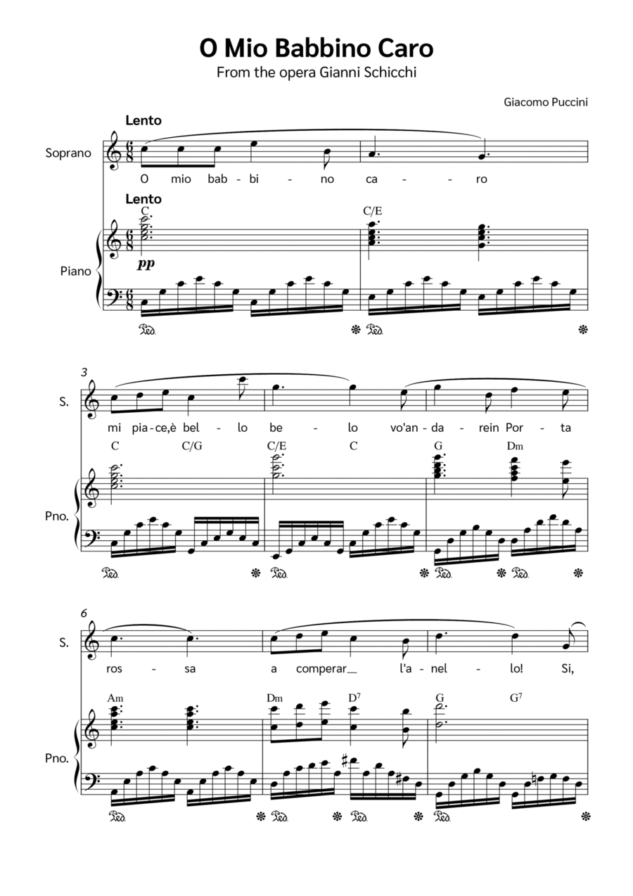 O Mio Babbino Caro Voice scores gallery preview page 1