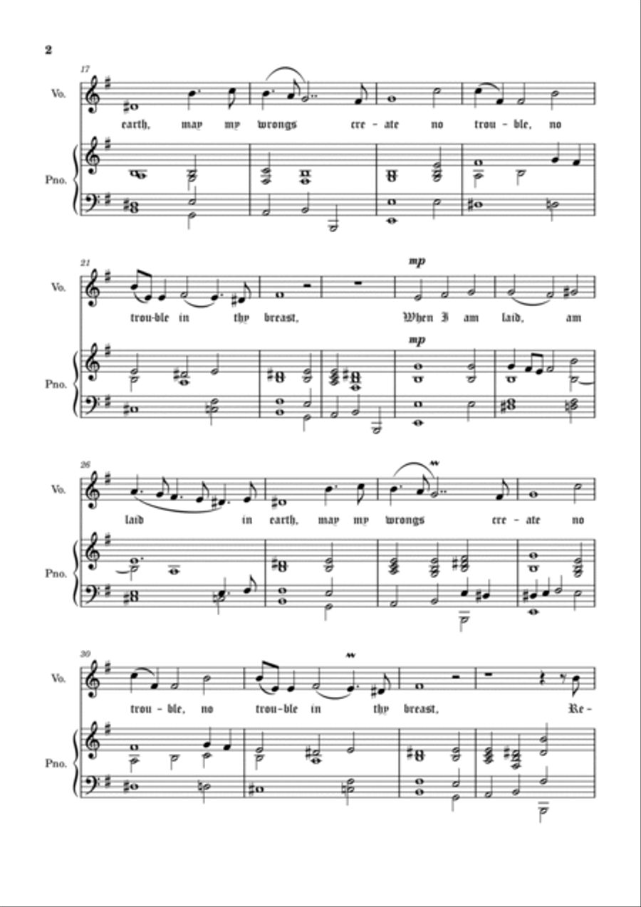 Dido`s Lament E-minor Low voice Modified arrangement Low Voice scores gallery preview page 2