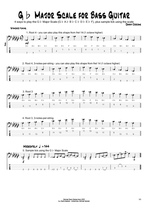 Gb Major Scale for Bass Guitar (4 Ways to Play)
