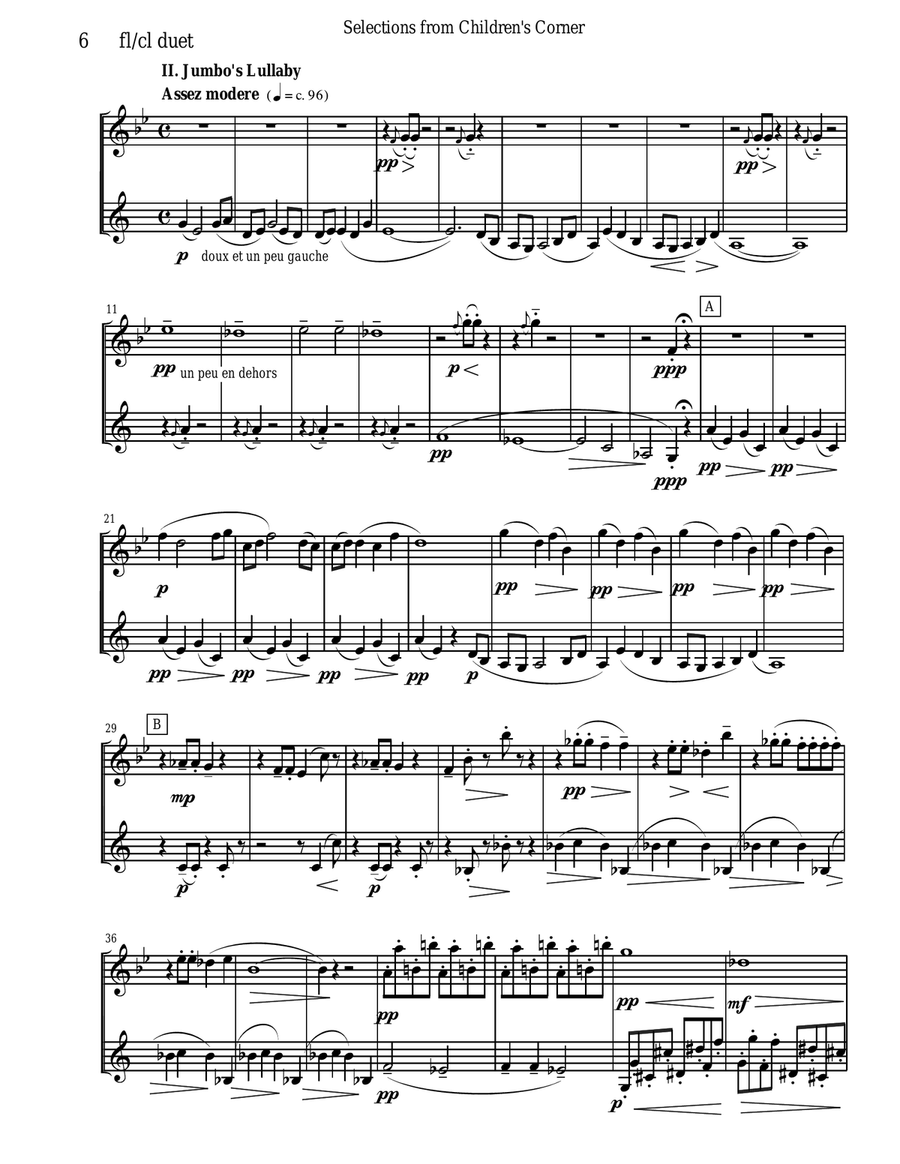 Debussy Children's Corner for flute and clarinet duet Debussy Children's Corner for flute and clarinet duet Woodwind Duet scores gallery preview page 6
