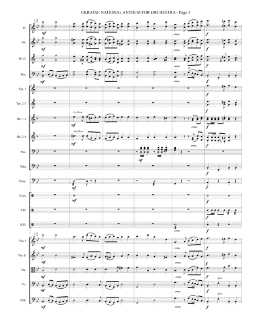 Ukraine National Anthem (Orchestra) - Shche ne vmerla Ukrainy Full Orchestra scores gallery preview page 4