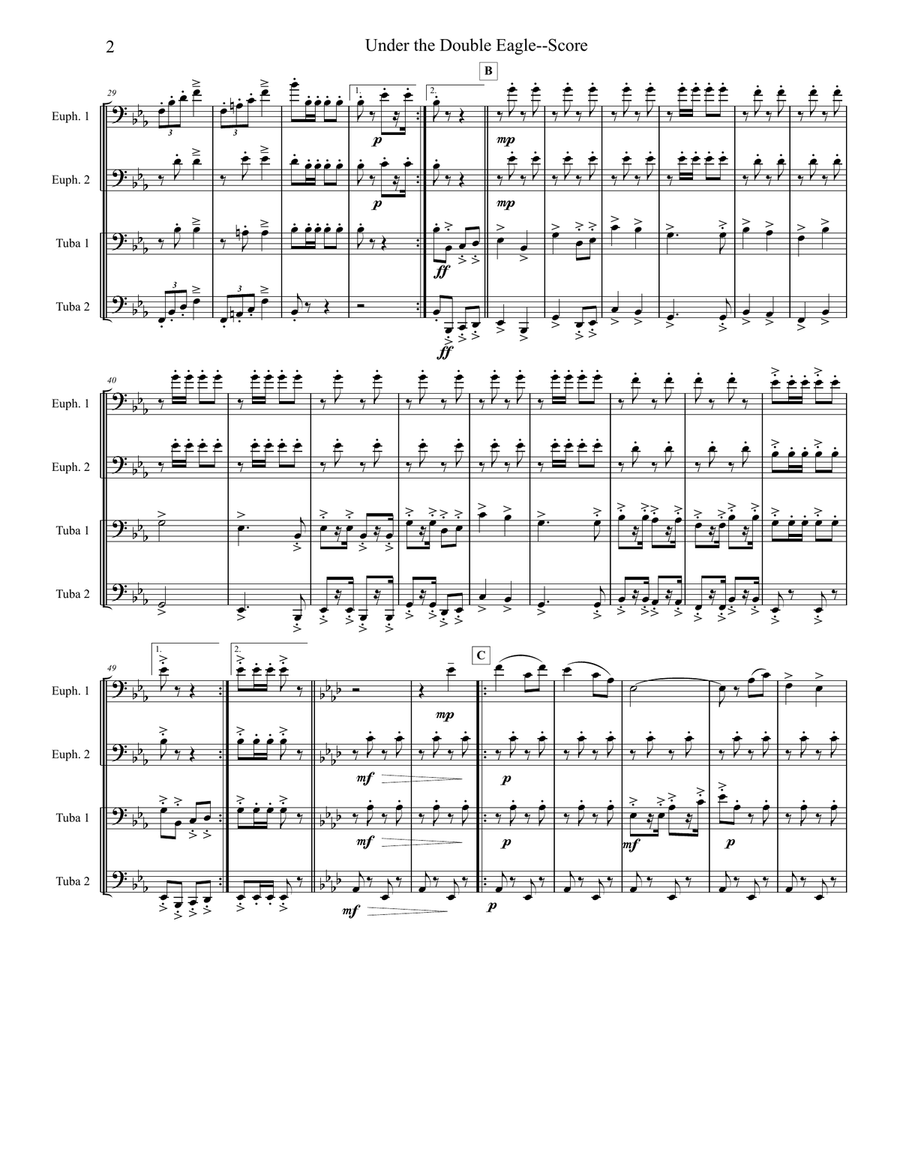 Under The Double Eagle March - Tuba/Euphonium Quartet image number null
