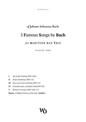 5 Famous Songs by Bach for Baritone Sax Trio