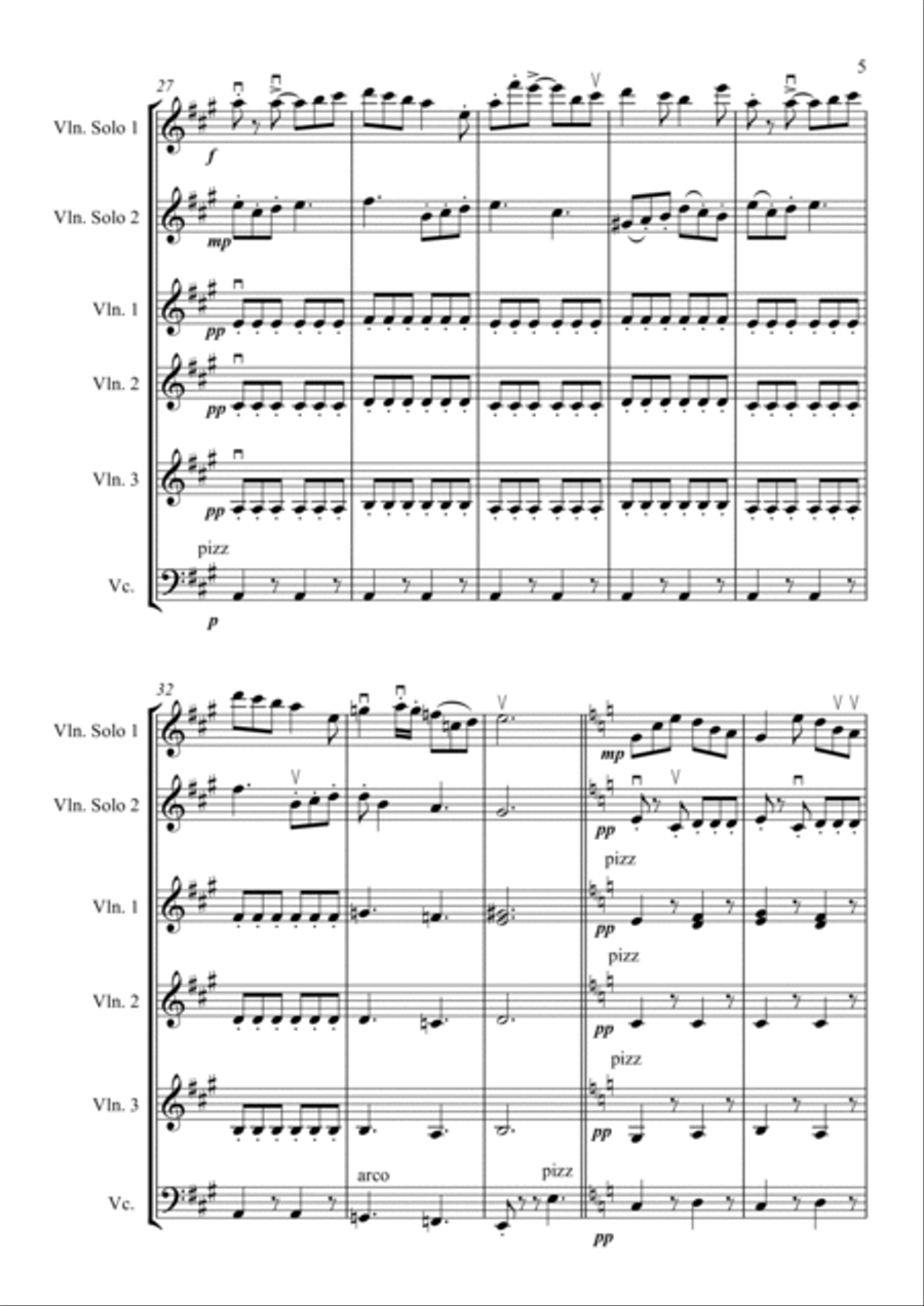 Concertino For Two Solo Violins and Strings (School Arrangement) Chamber Music scores gallery preview page 5