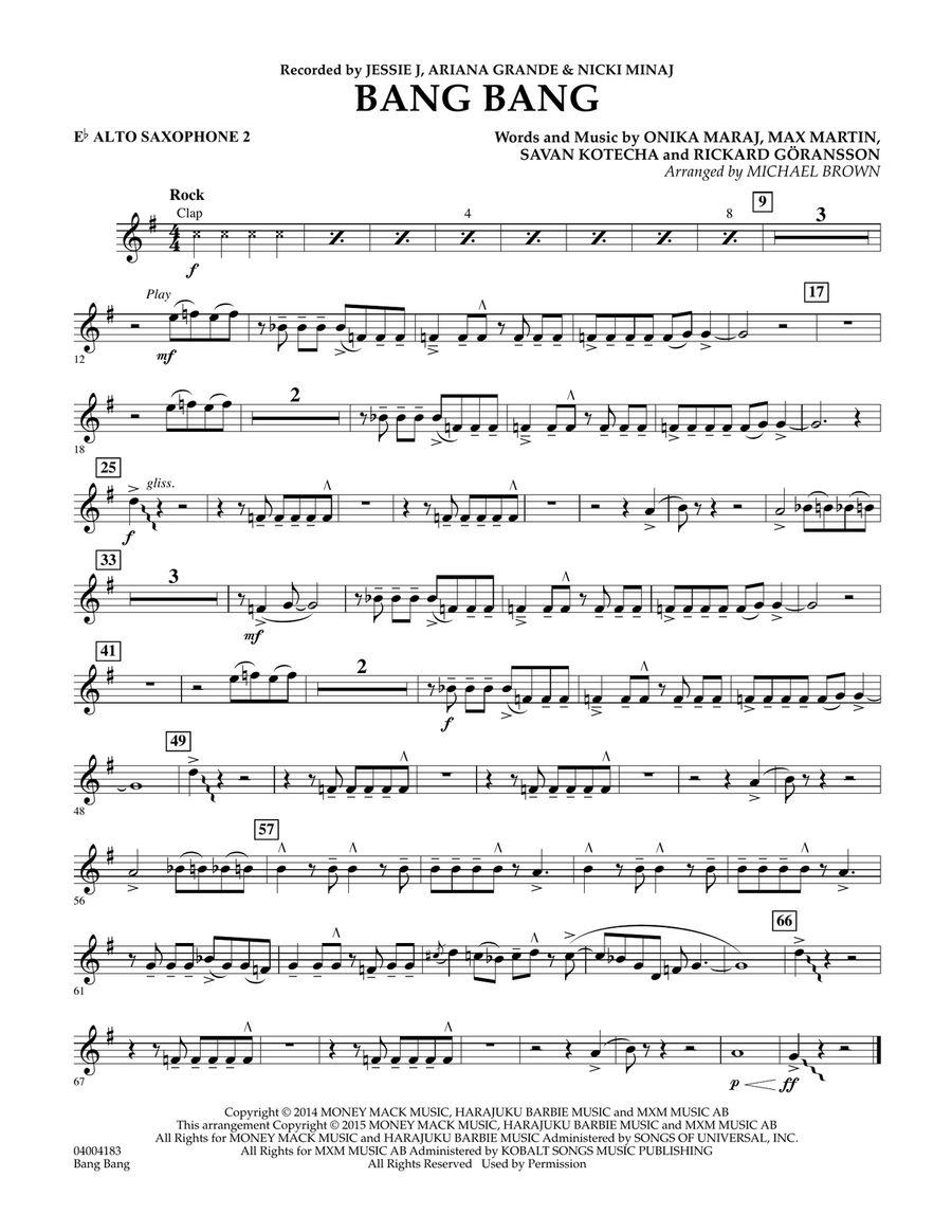 Bang Bang - Eb Alto Saxophone 2 Concert Band scores gallery preview page 1