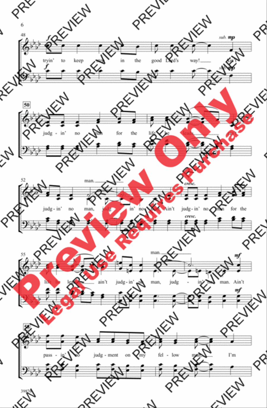 Ain't Judgin' No Man 4-Part scores gallery preview page 6
