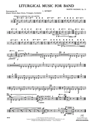 Liturgical Music for Band, Op. 33: 3rd Percussion