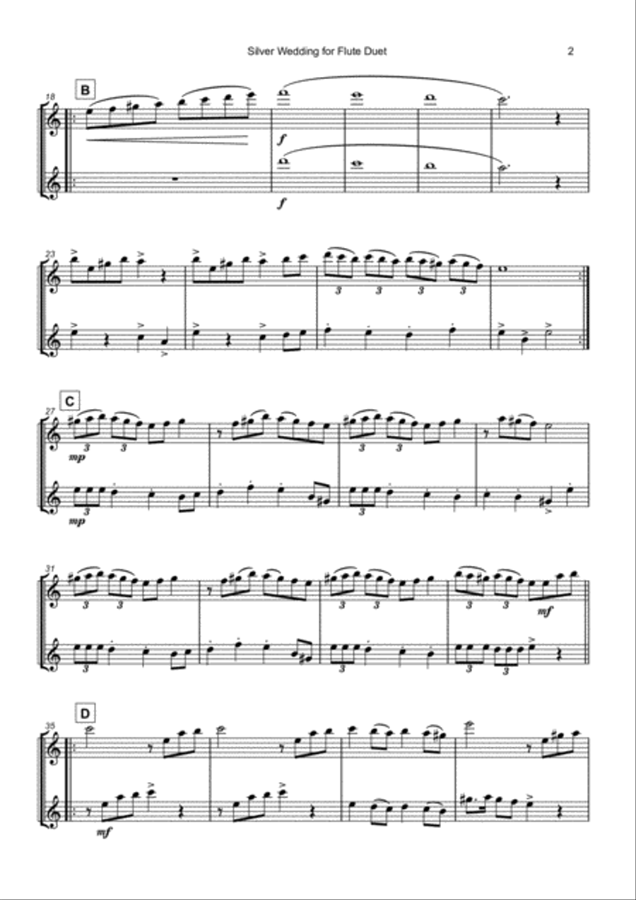Silver Wedding, Klezmer Tune for Flute Duet Flute Duet scores gallery preview page 3