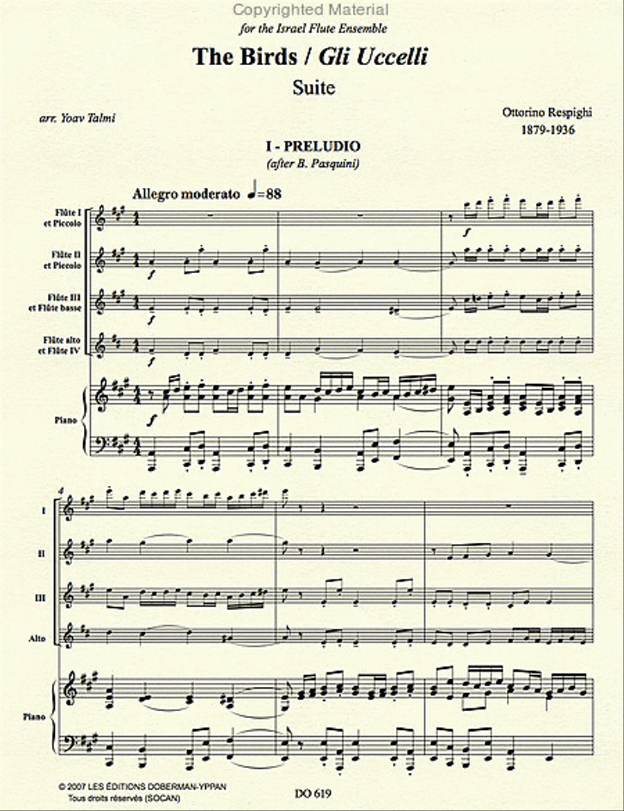 The birds / Gli Uccelli (4 fl. / pno) Flute scores gallery preview page 2