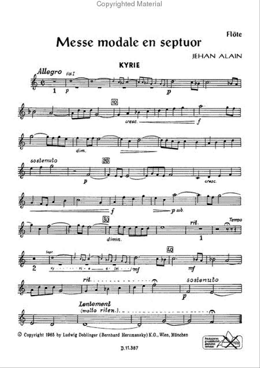 Messe modale en septuor Flute scores gallery preview page 2