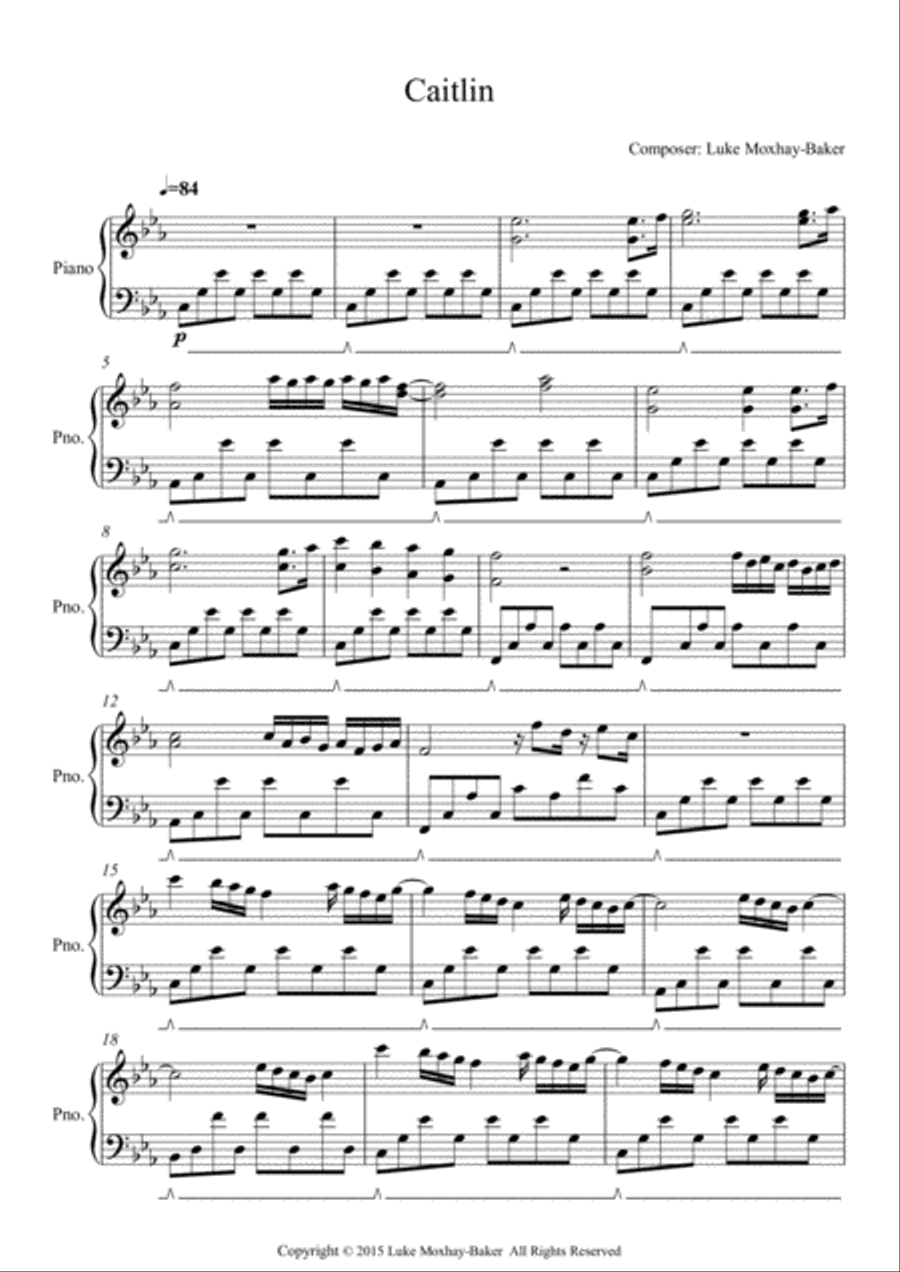 Caitlin Piano Solo scores gallery preview page 1
