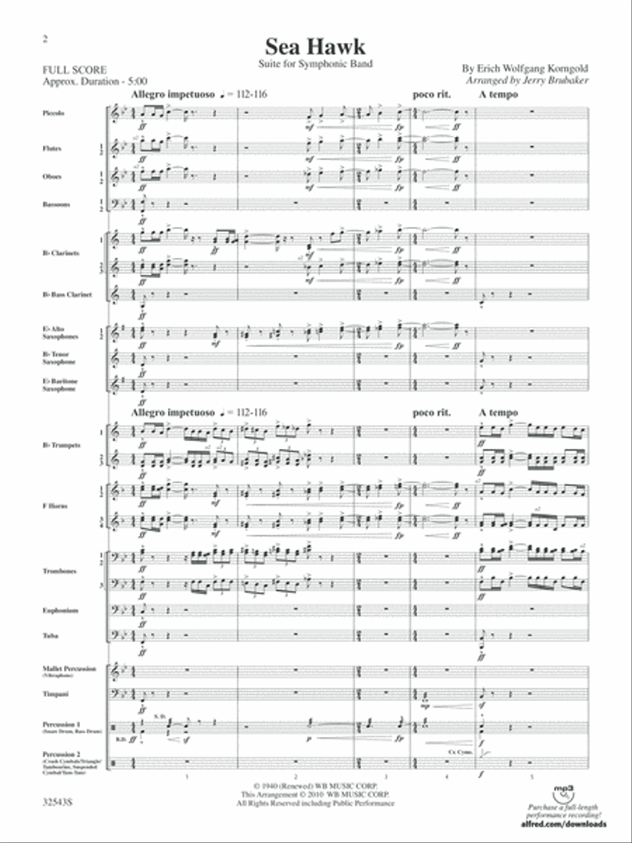 Sea Hawk: Score Sea Hawk: Score Concert Band scores gallery preview page 2