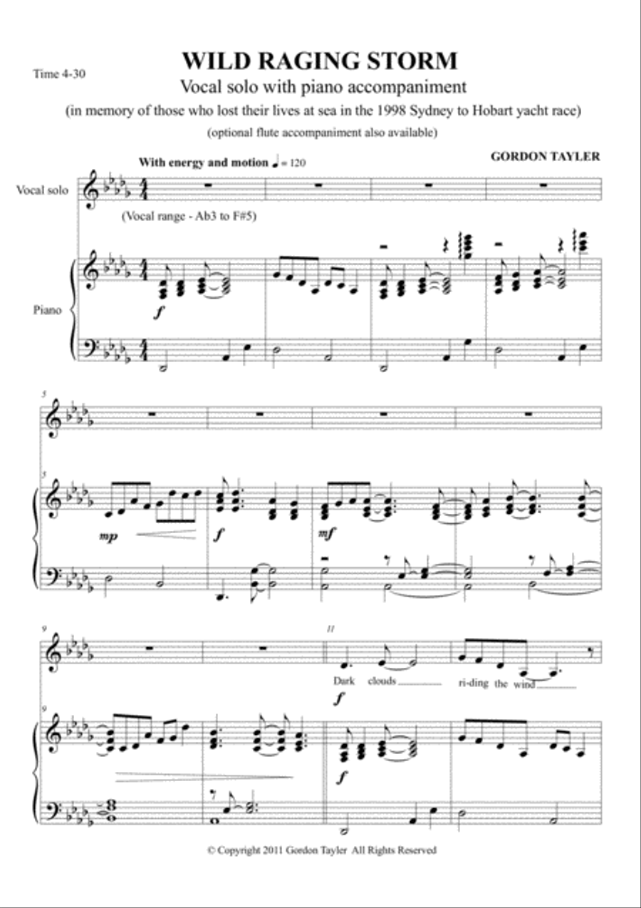 Wild Raging Storm Piano, Vocal, Guitar scores gallery preview page 4