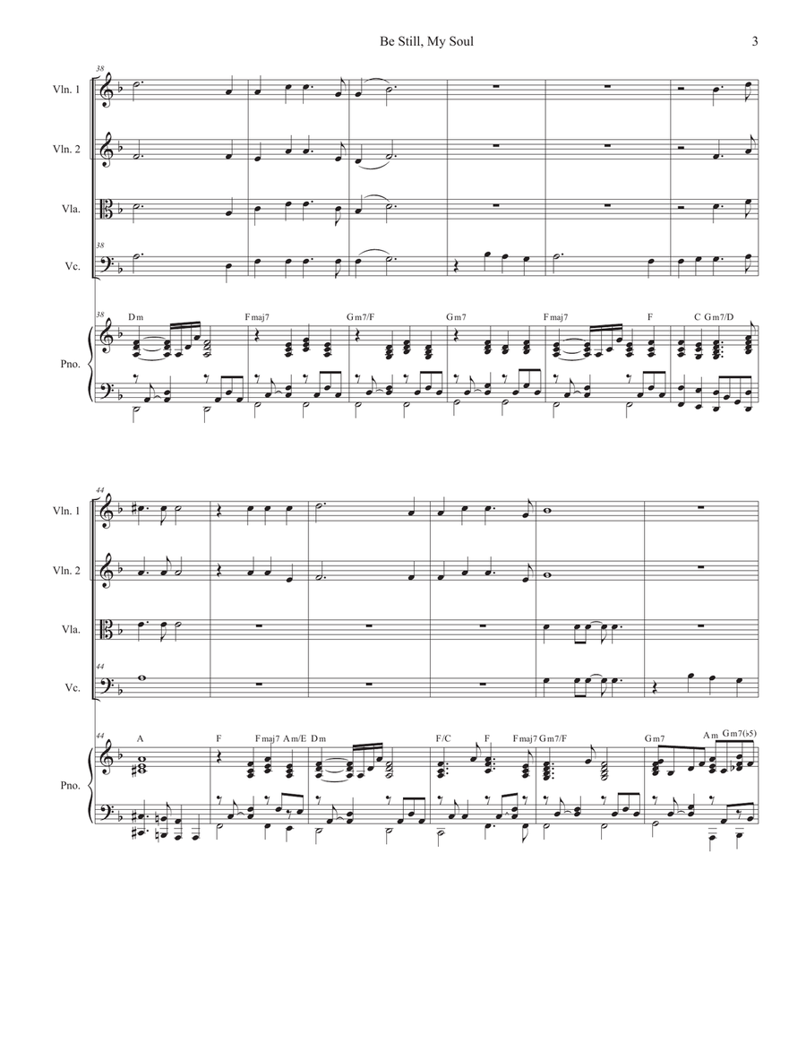 Be Still, My Soul (String Quartet and Piano) String Quartet scores gallery preview page 3