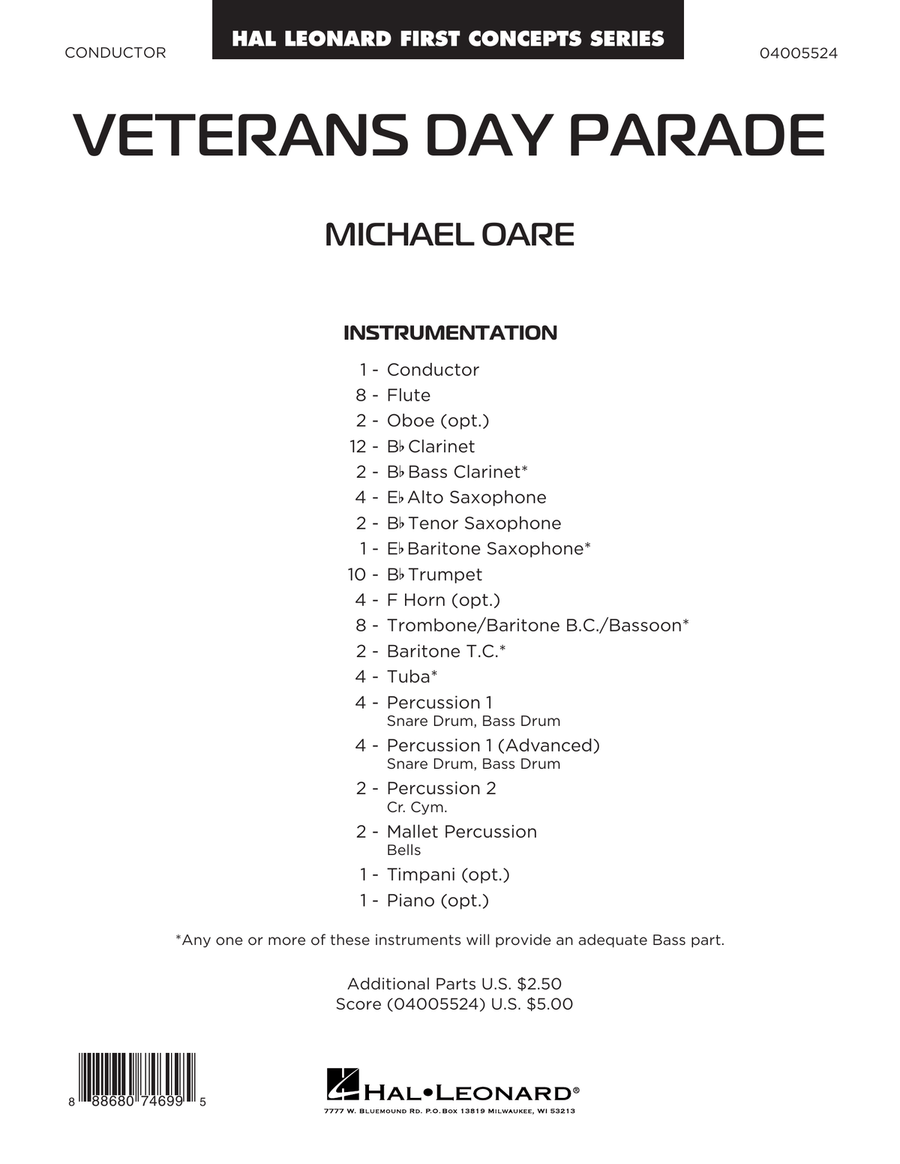 Veterans Day Parade - Conductor Score (Full Score) Concert Band scores gallery preview page 1