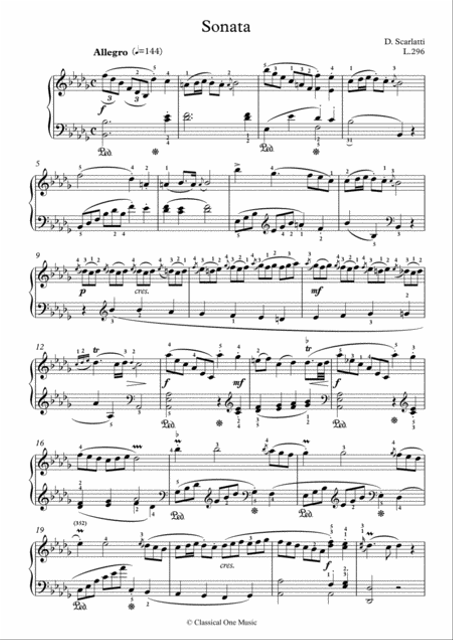Scarlatti-Sonata in b-minor L.296 K.128(piano) Piano Solo scores gallery preview page 2