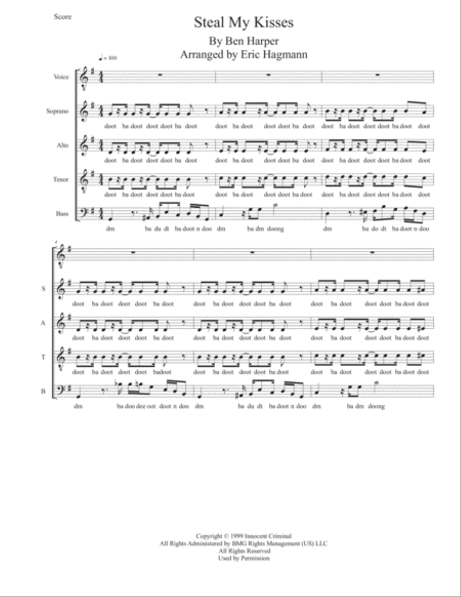 Steal My Kisses 4-Part scores gallery preview page 1