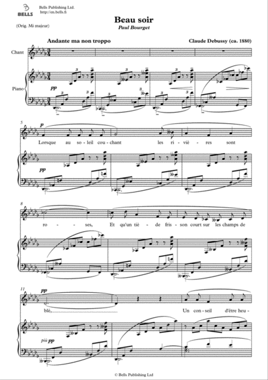Beau soir (D-flat Major) Voice Solo scores gallery preview page 1