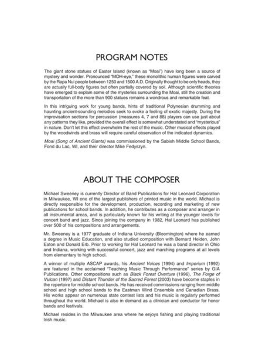 Moai (Song of Ancient Giants) Concert Band scores gallery preview page 4