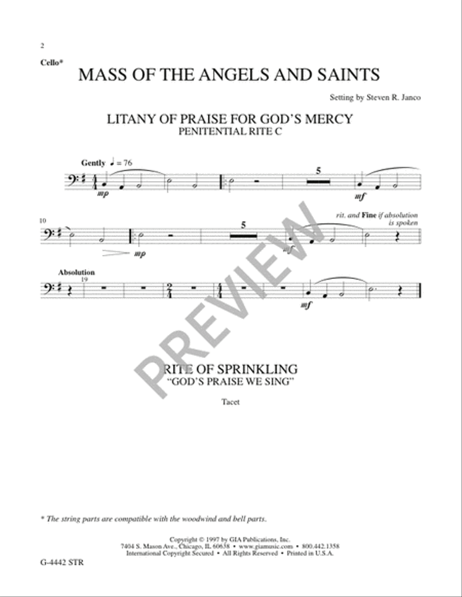 Mass of the Angels and Saints - String edition