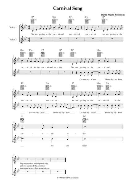 Carnival Song for children's voices and guitar chords image number null
