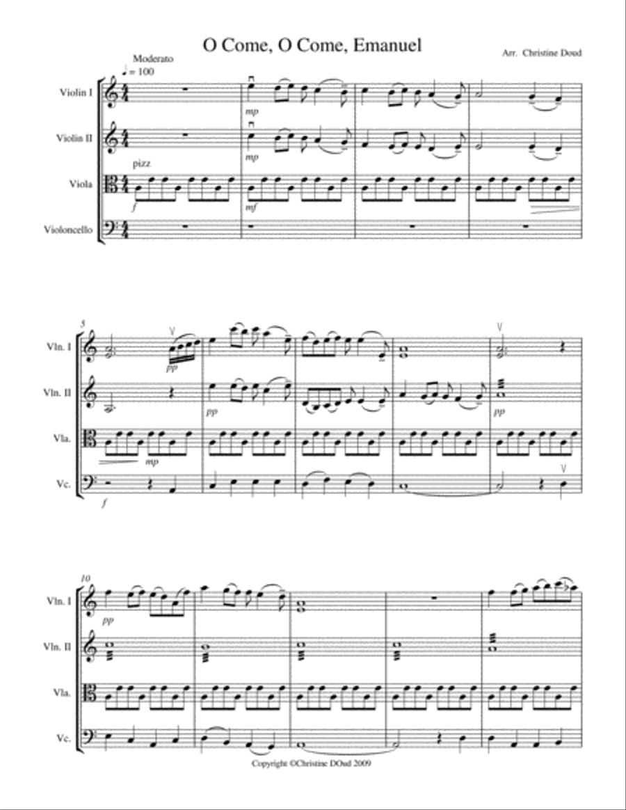O Come, O Come Emanuel O Come, O Come Emanuel String Quartet scores gallery preview page 1