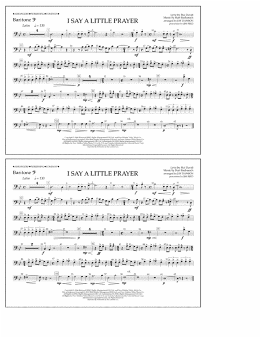 I Say a Little Prayer (arr. Jay Dawson) - Baritone B.C.