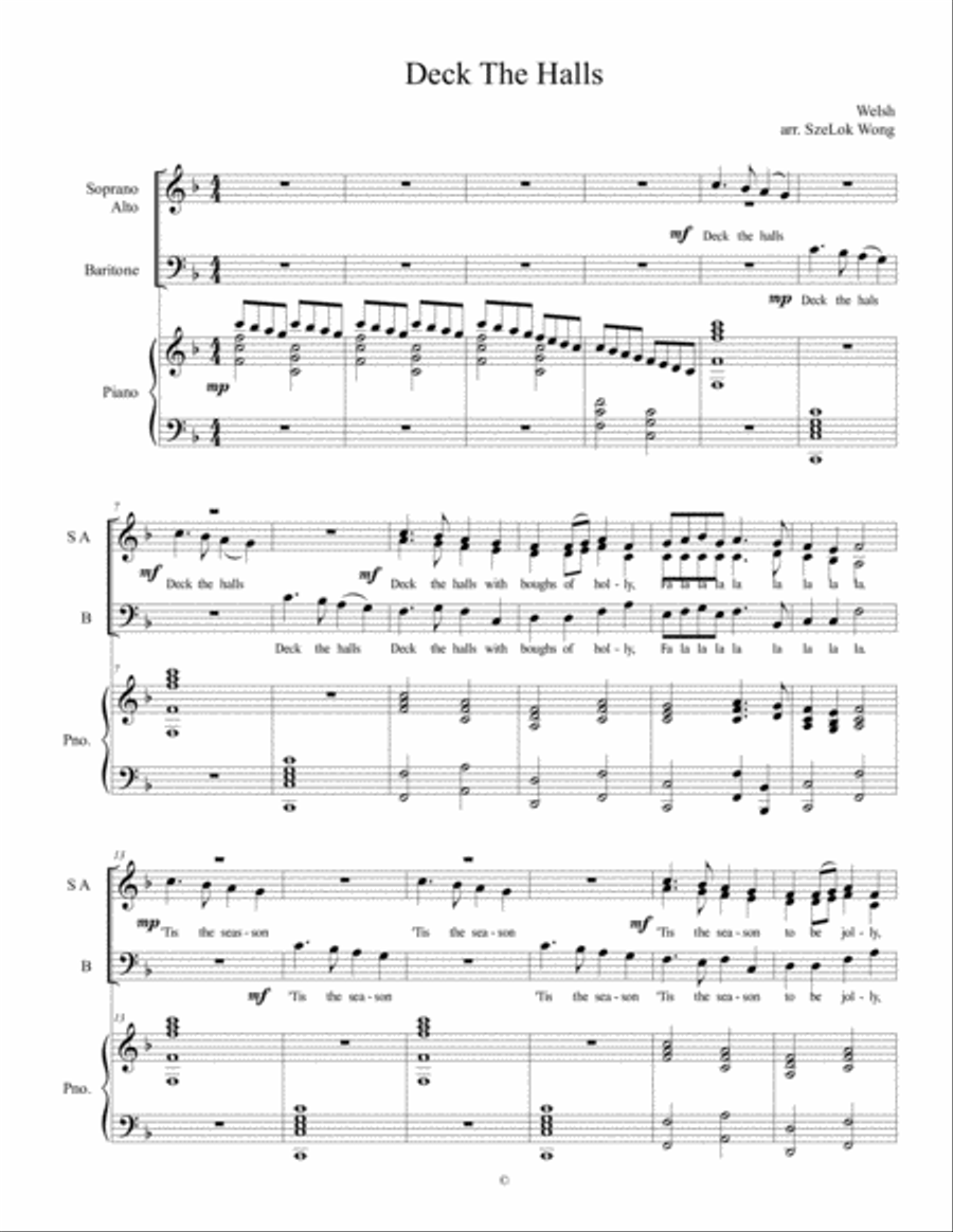 Deck The Halls (SAB) Deck The Halls (SAB) 3-Part scores gallery preview page 1
