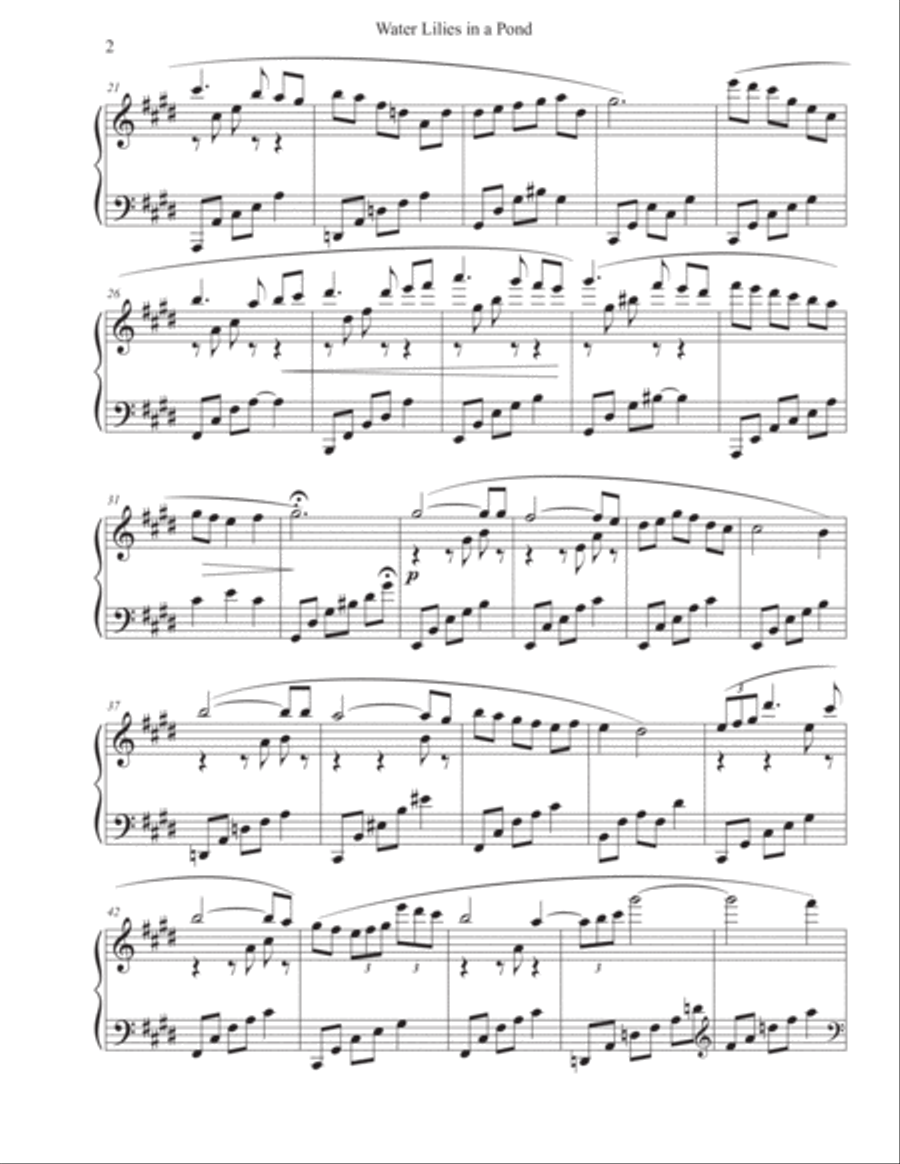 Water Lilies in a Pond Water Lilies in a Pond Piano Solo scores gallery preview page 2